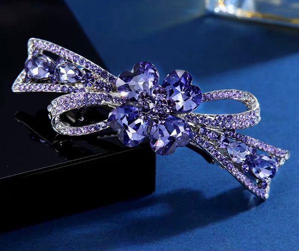 Flower Bowtie Crystal hairclip