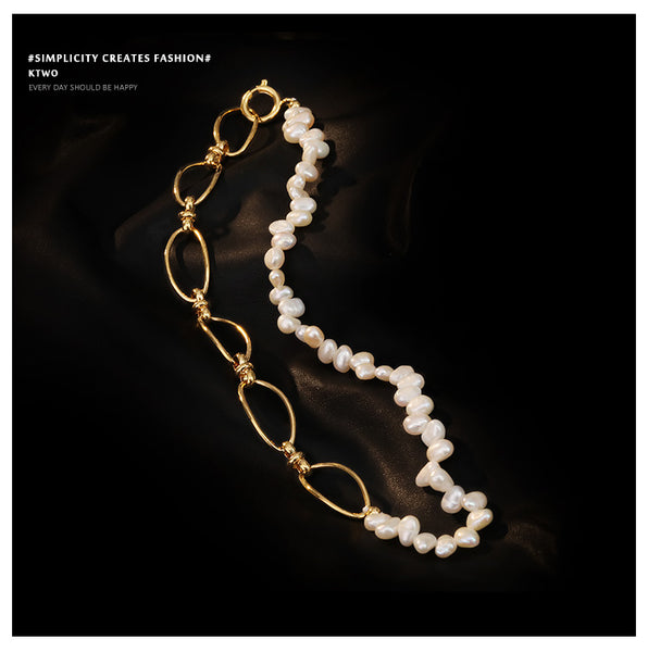 Asymmetrical Pearl Chain Necklace