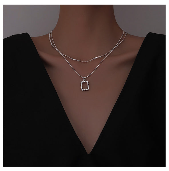 Square Pendant Chain Necklace