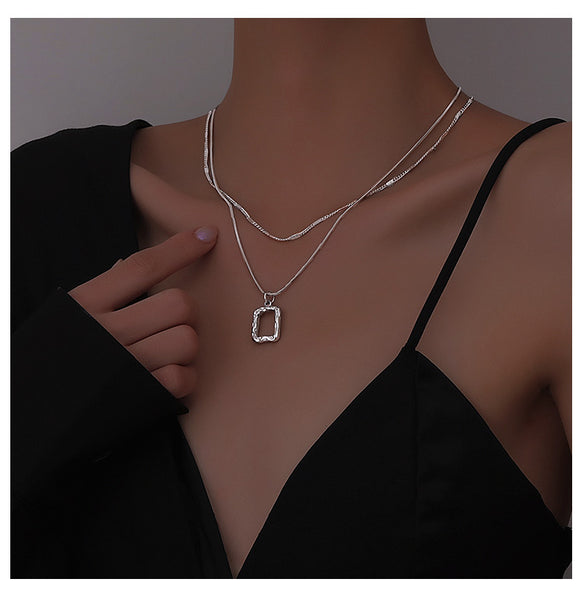 Square Pendant Chain Necklace