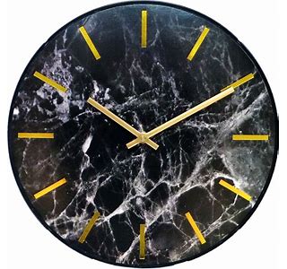 Leni Marble Look Clock 30cm- black