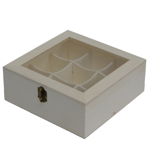 Square Wood Box With 9 Dividers